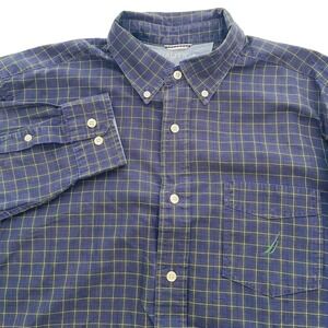Nautica Mens Vintage Wear Authentic Clothing Plaid Long Sleeve Button Down Shirt
